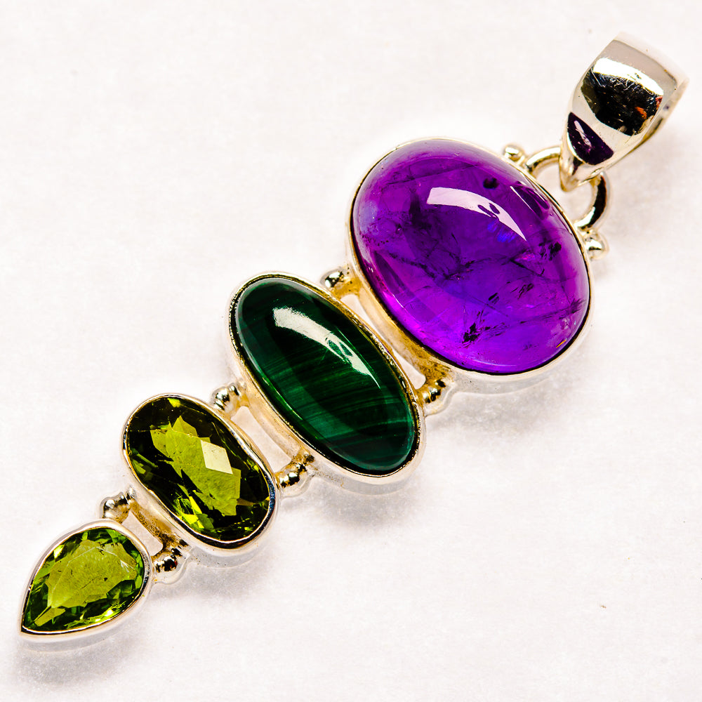 Amethyst, Malachite, Peridot Pendants handcrafted by Ana Silver Co - PD21831
