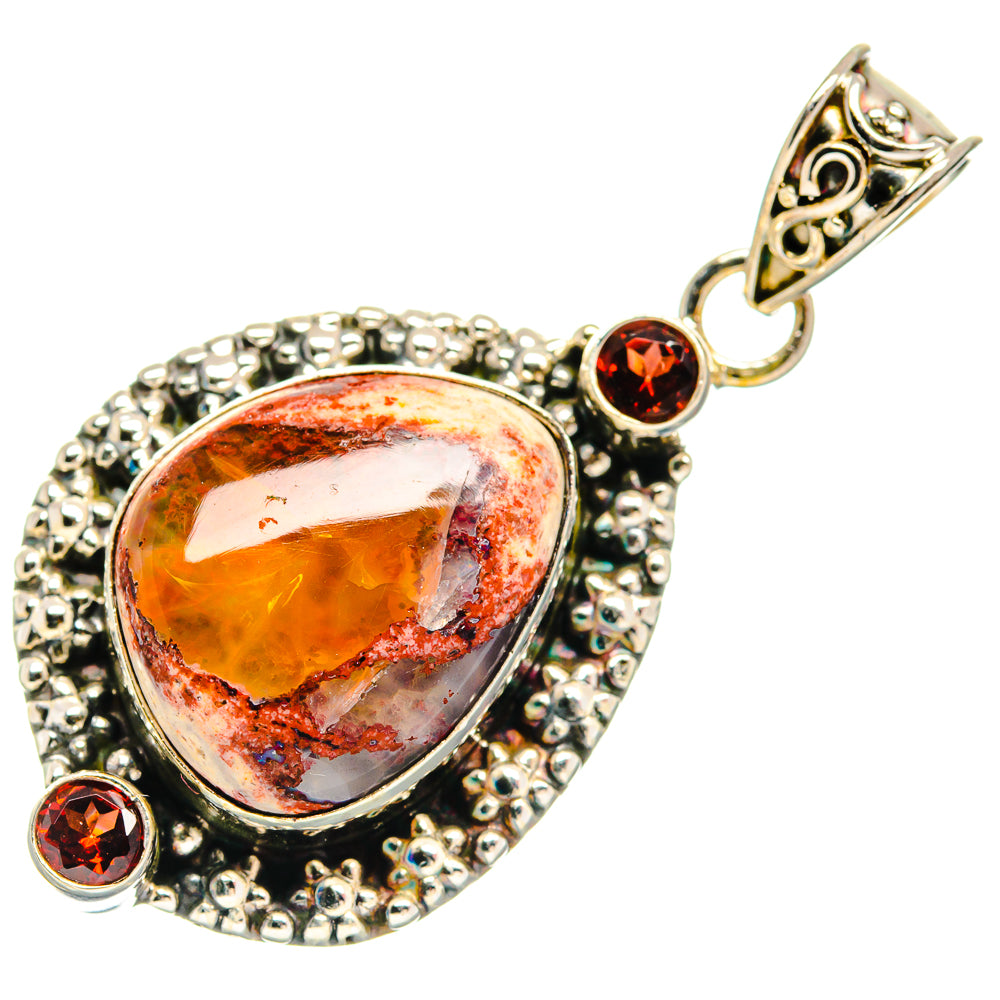 Mexican Fire Opal Pendants handcrafted by Ana Silver Co - PD21874