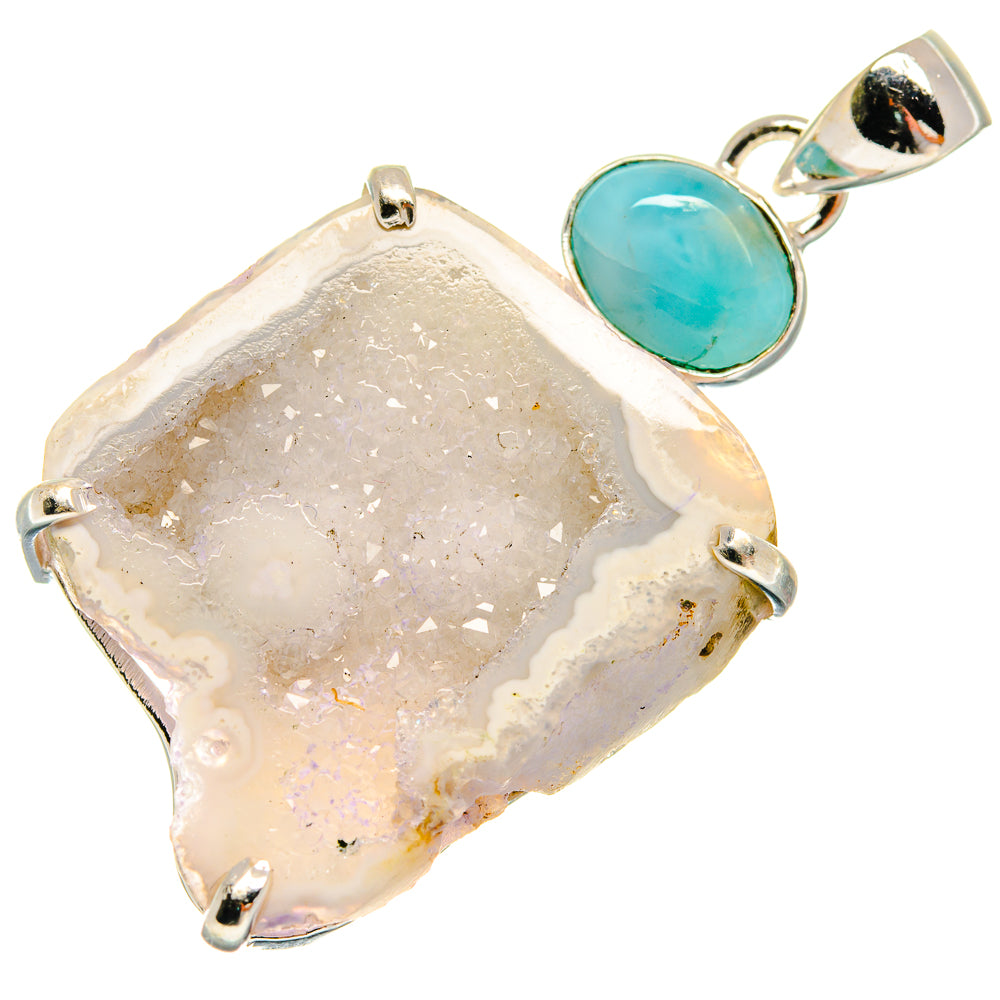 White Geode Slice Pendants handcrafted by Ana Silver Co - PD22206