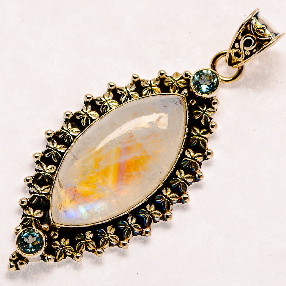 Rainbow Moonstone Pendants handcrafted by Ana Silver Co - PD22507
