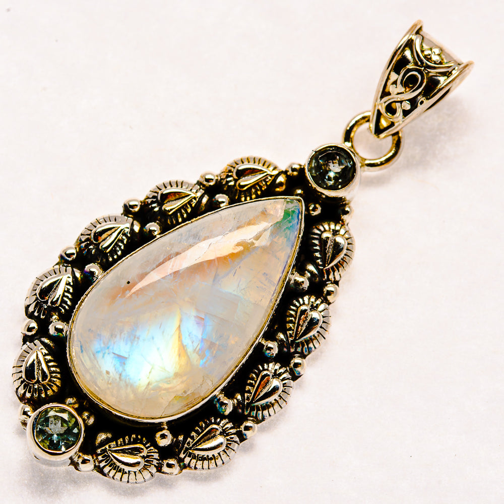 Rainbow Moonstone Pendants handcrafted by Ana Silver Co - PD22886 - Photo 2