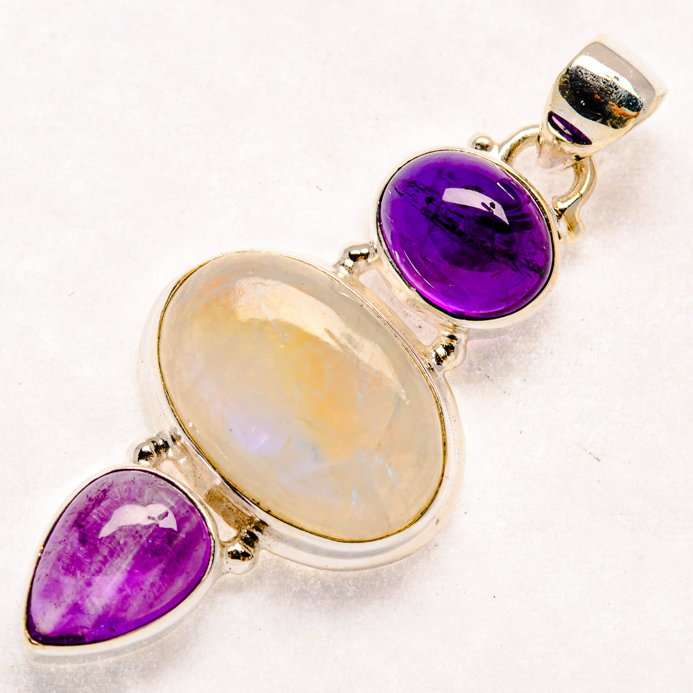 Rainbow Moonstone Pendants handcrafted by Ana Silver Co - PD22925 - Photo 2
