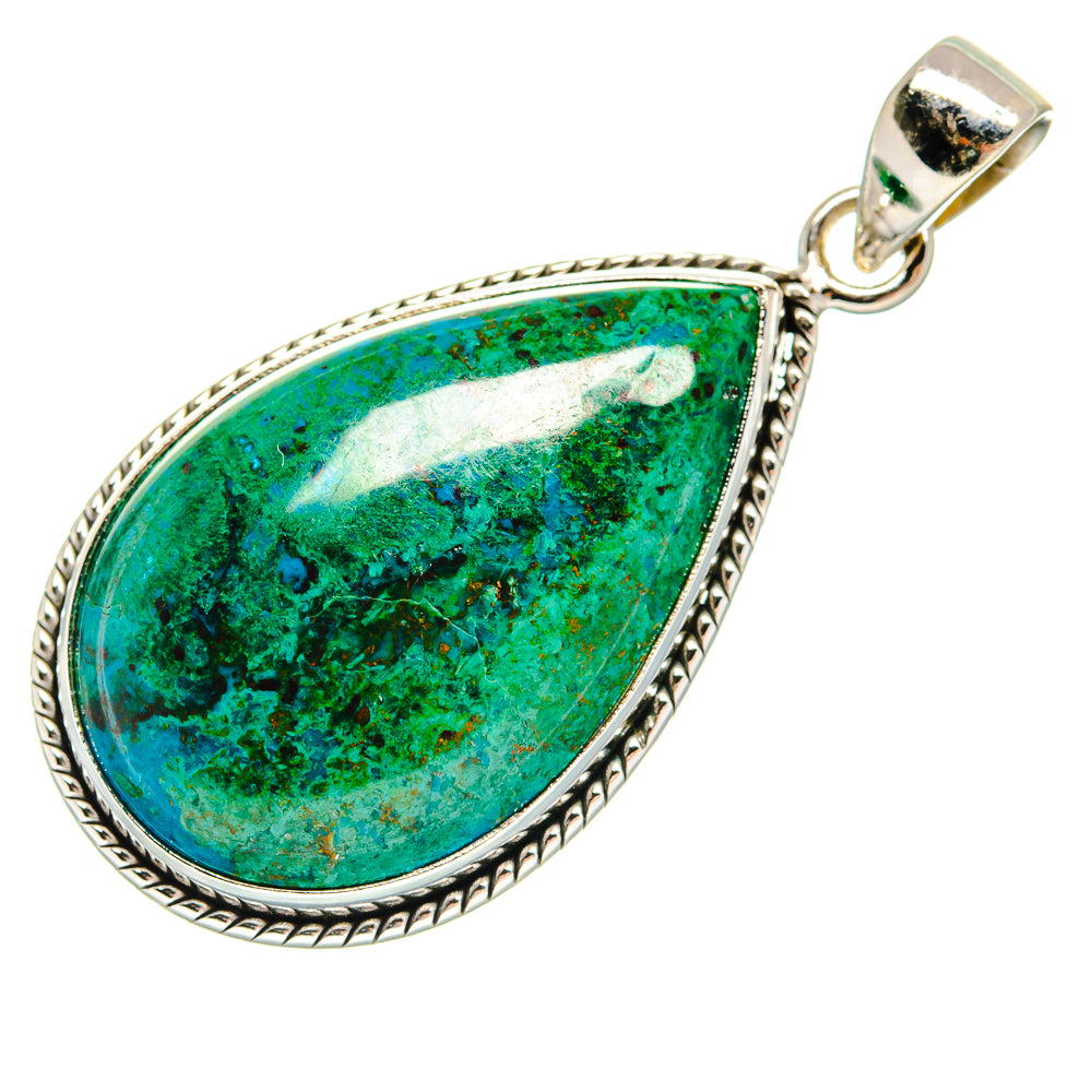 Chrysocolla In Malachite Pendants handcrafted by Ana Silver Co - PD22991 - Photo 2