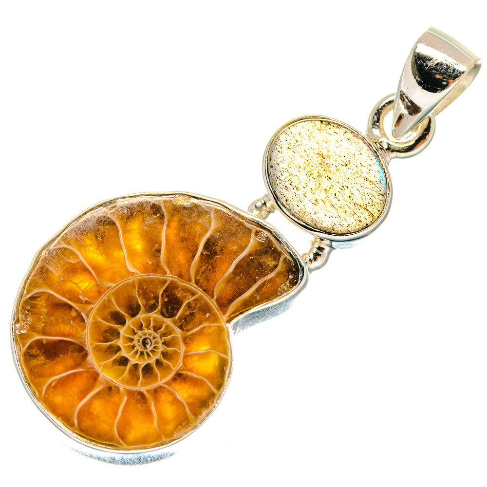 Ammonite Fossil Pendants handcrafted by Ana Silver Co - PD23186 - Photo 2