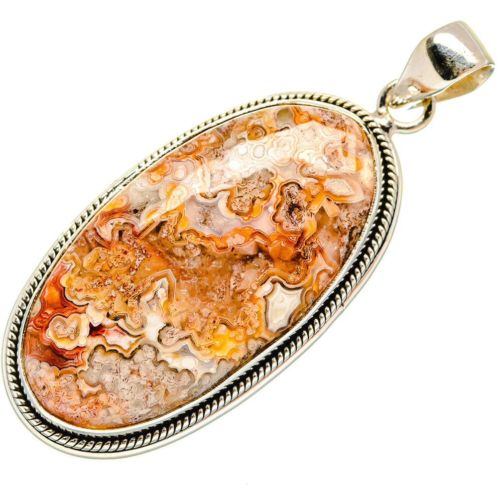 Laguna Lace Agate Pendants handcrafted by Ana Silver Co - PD23258 - Photo 2