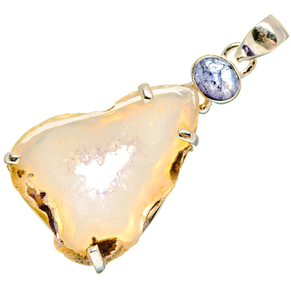 White Geode Slice Pendants handcrafted by Ana Silver Co - PD23746 - Photo 2