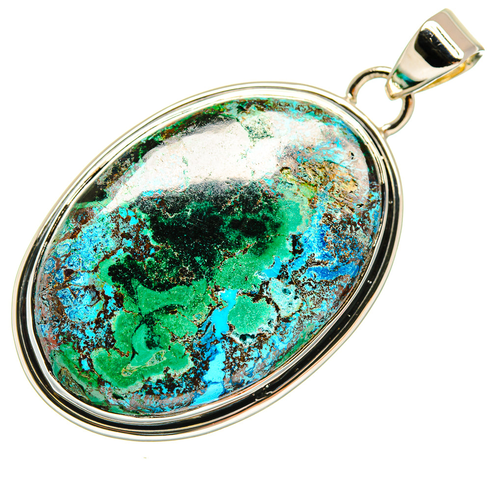 Chrysocolla In Malachite Pendants handcrafted by Ana Silver Co - PD23901 - Photo 2