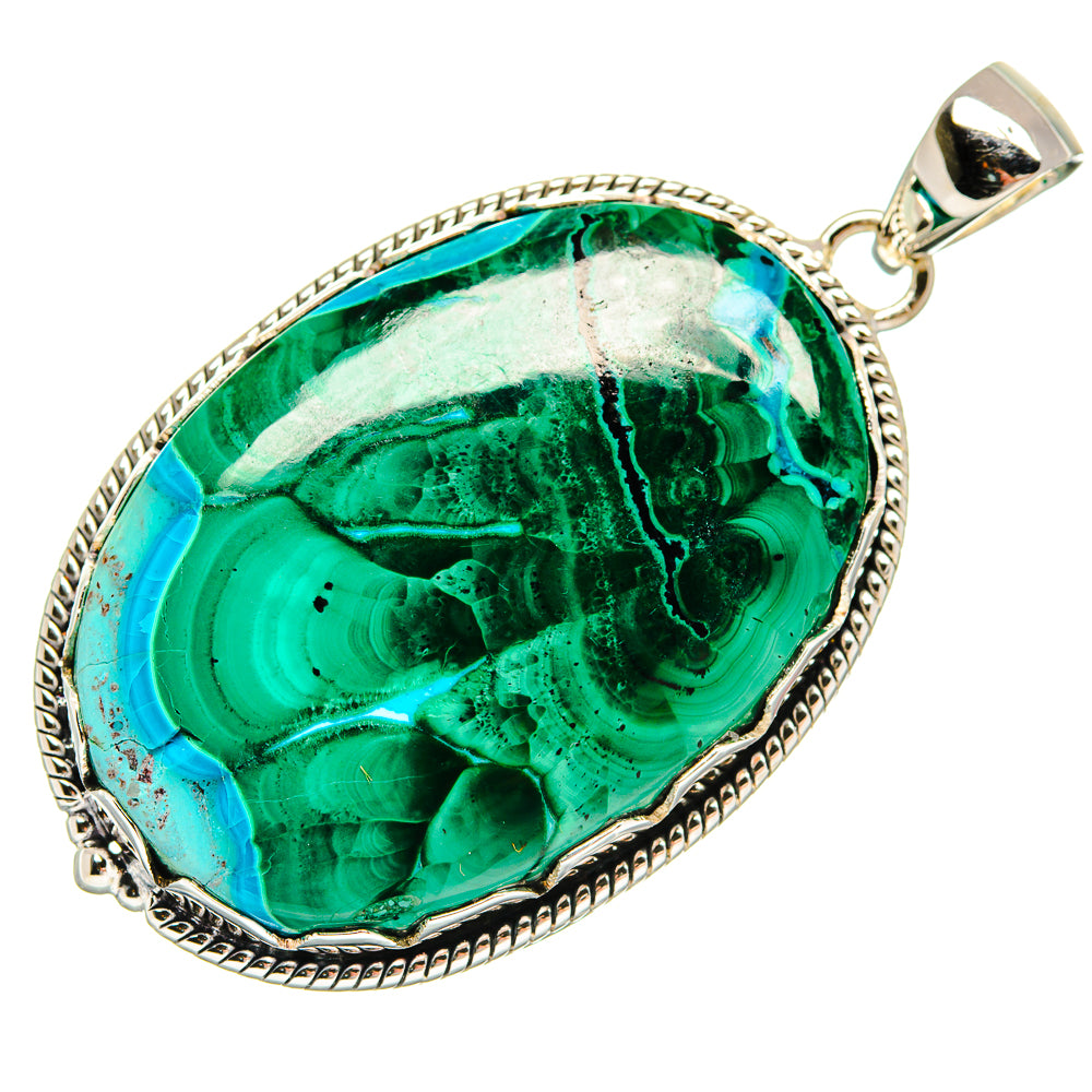 Malachite In Chrysocolla Pendants handcrafted by Ana Silver Co - PD23919 - Photo 2