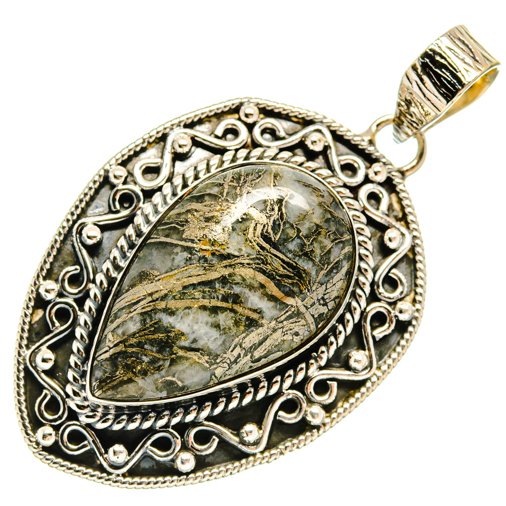 Pyrite Agate Pendants handcrafted by Ana Silver Co - PD23983 - Photo 2