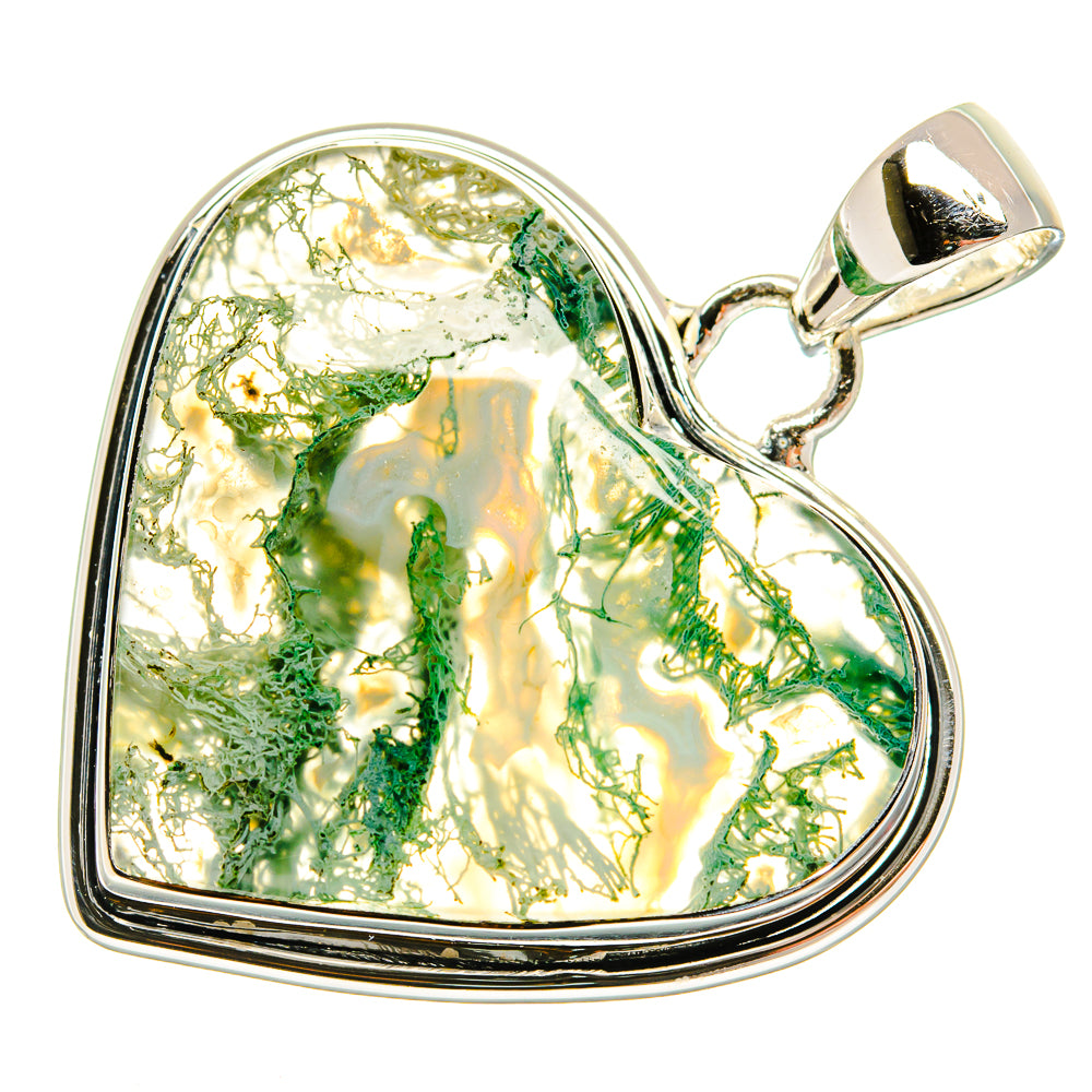 Green Moss Agate Pendants handcrafted by Ana Silver Co - PD23995 - Photo 2