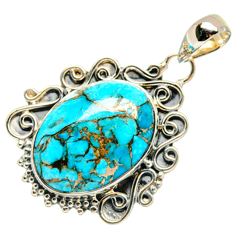 Blue Copper Composite Turquoise Pendants handcrafted by Ana Silver Co - PD24208 - Photo 2