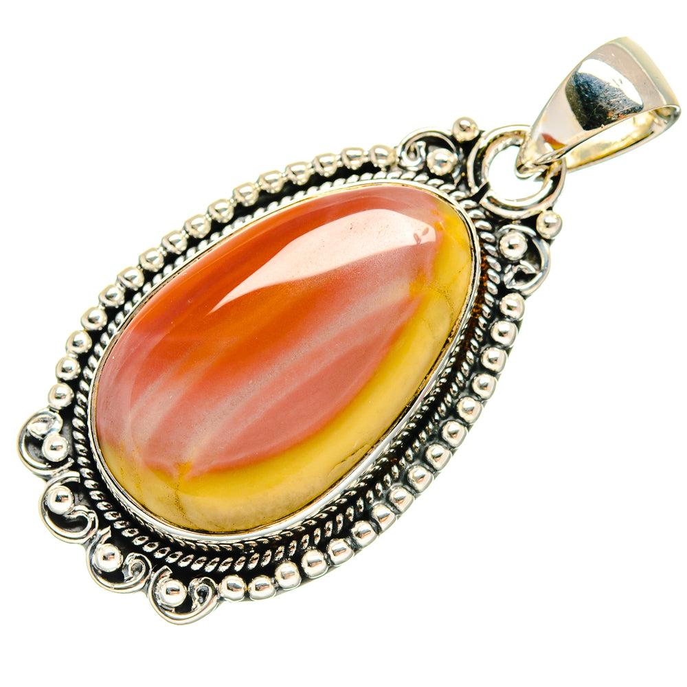 Imperial jasper oval pendant with decorative 925 sterling silver frame and top loop bail