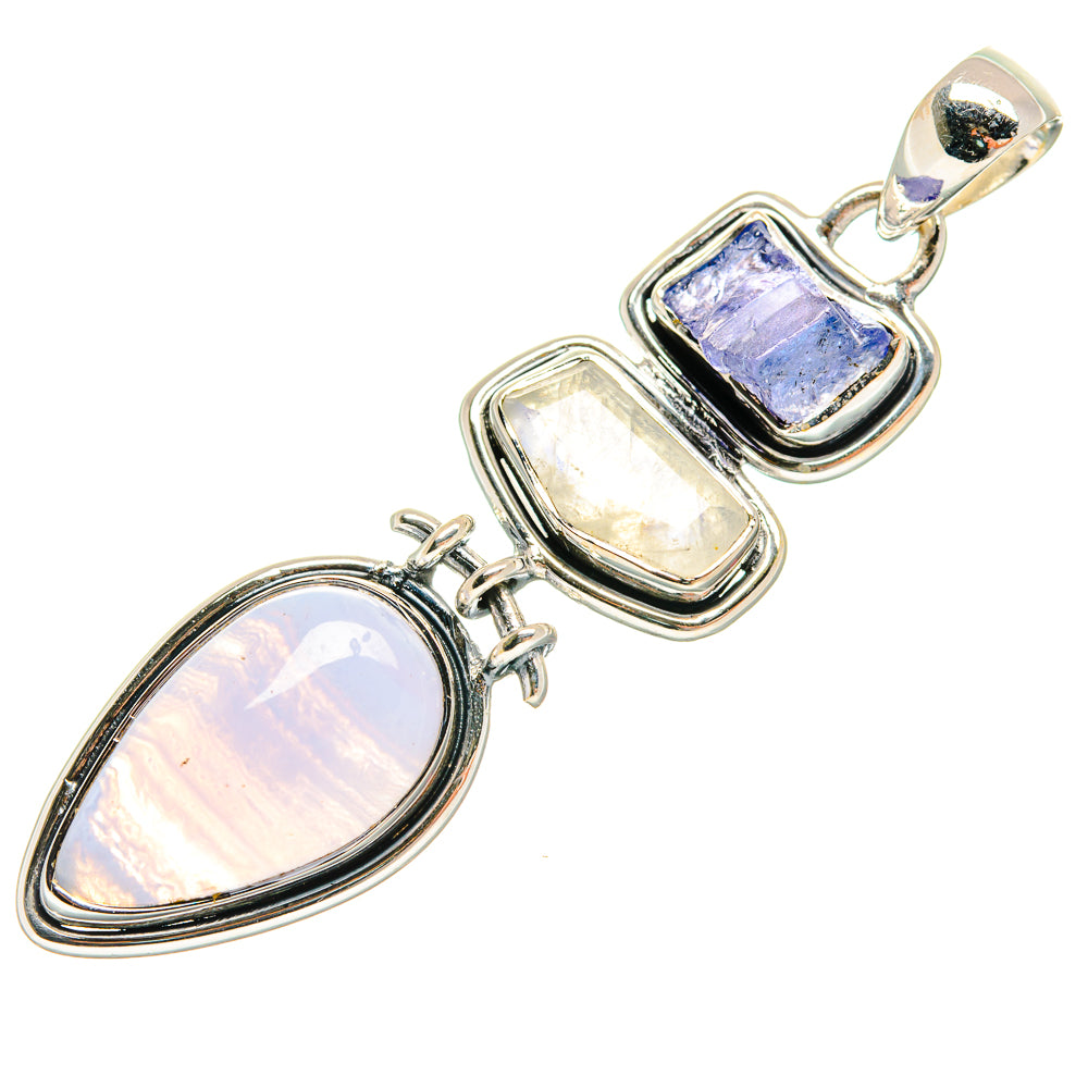 Blue Lace Agate Pendants handcrafted by Ana Silver Co - PD24364 - Photo 2