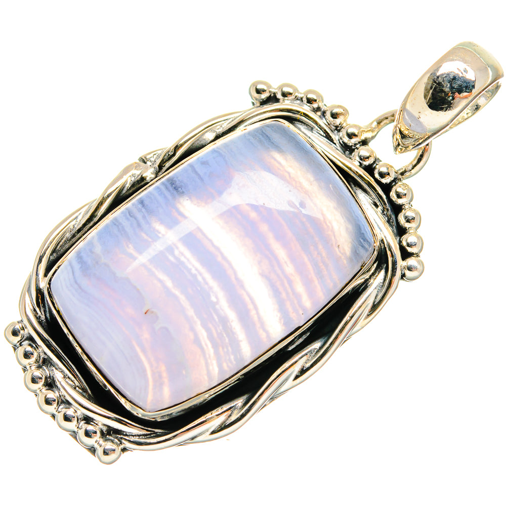 Blue Lace Agate Pendants handcrafted by Ana Silver Co - PD24422 - Photo 2