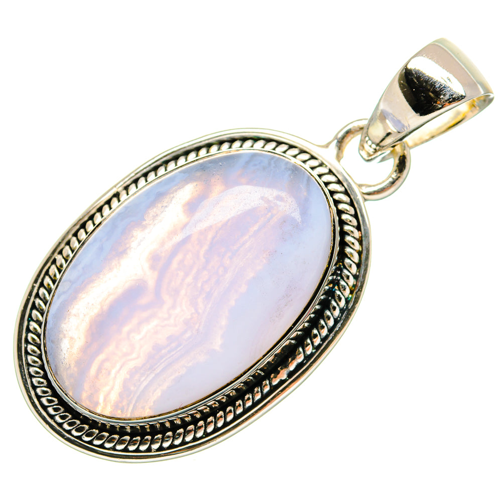Blue Lace Agate Pendants handcrafted by Ana Silver Co - PD24466 - Photo 2