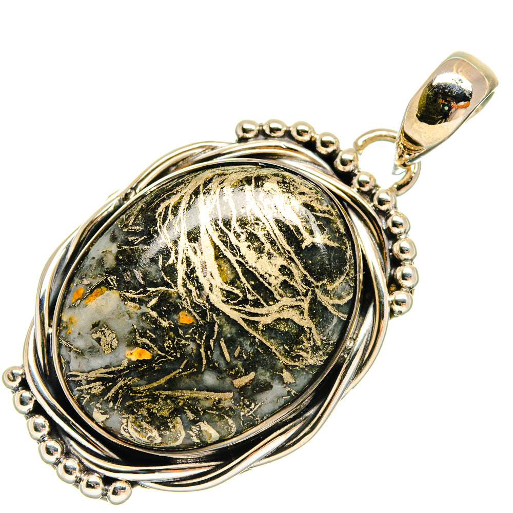 Pyrite Agate Pendants handcrafted by Ana Silver Co - PD24603 - Photo 2