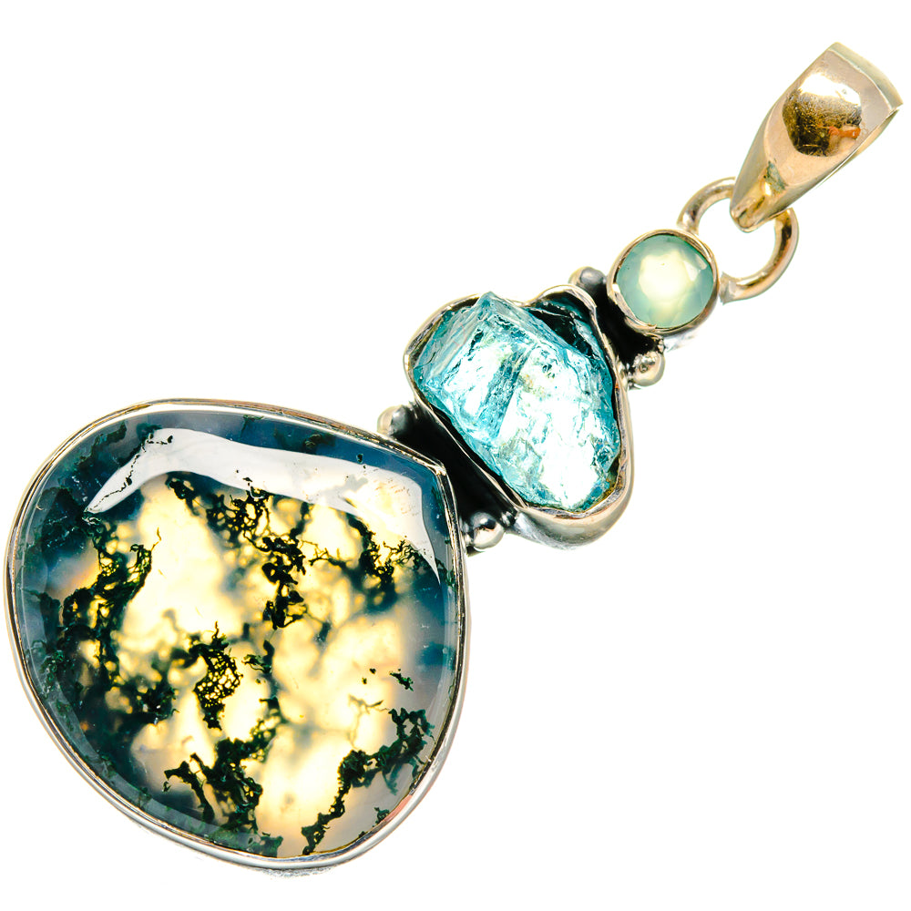 Green Moss Agate Pendants handcrafted by Ana Silver Co - PD24615 - Photo 2