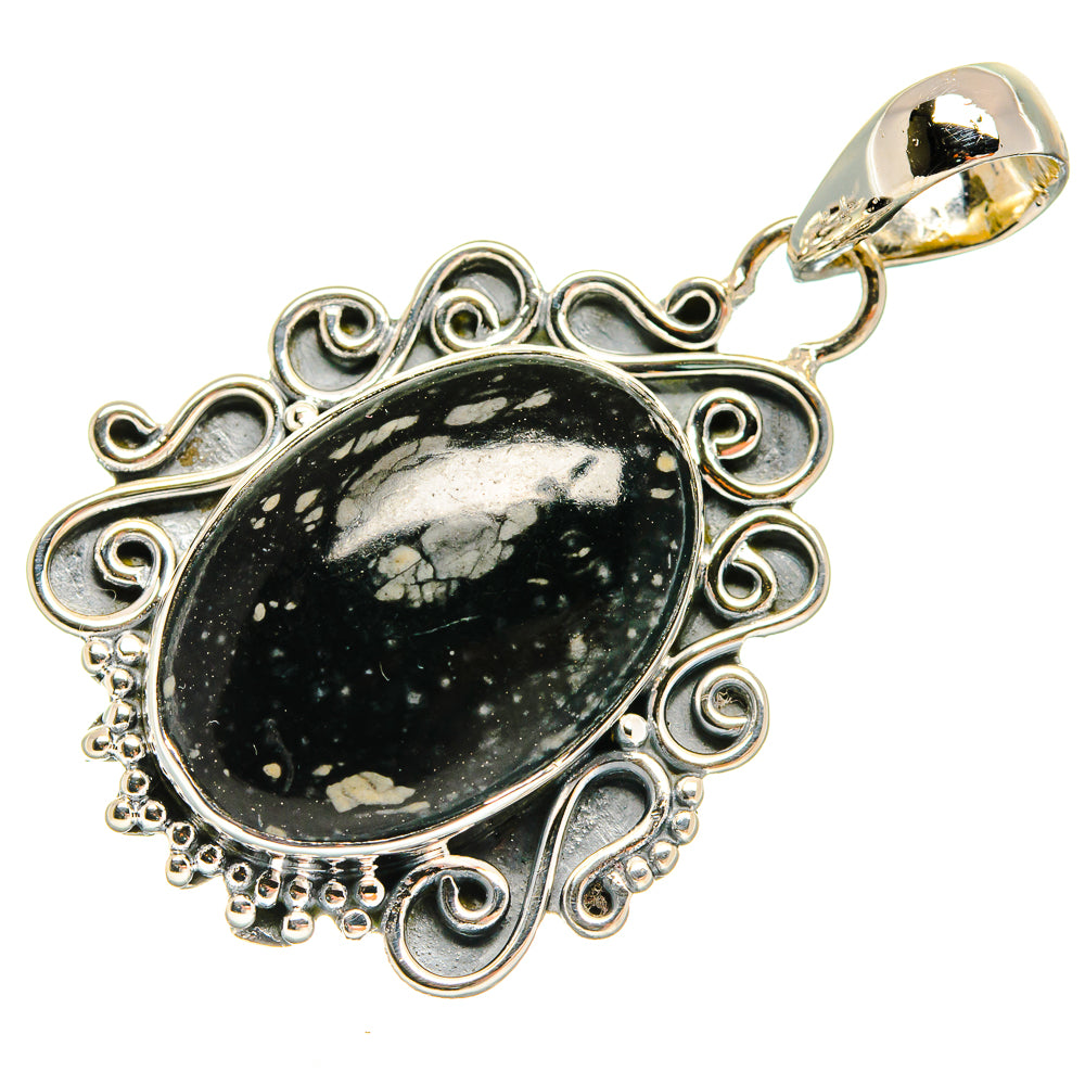 Snowflake Obsidian Pendants handcrafted by Ana Silver Co - PD24620 - Photo 2