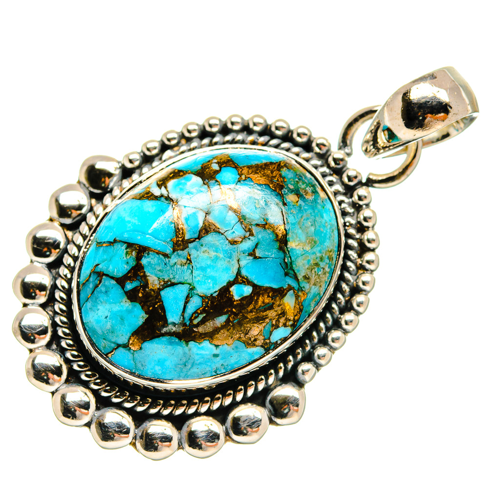 Blue Copper Composite Turquoise Pendants handcrafted by Ana Silver Co - PD24628 - Photo 2