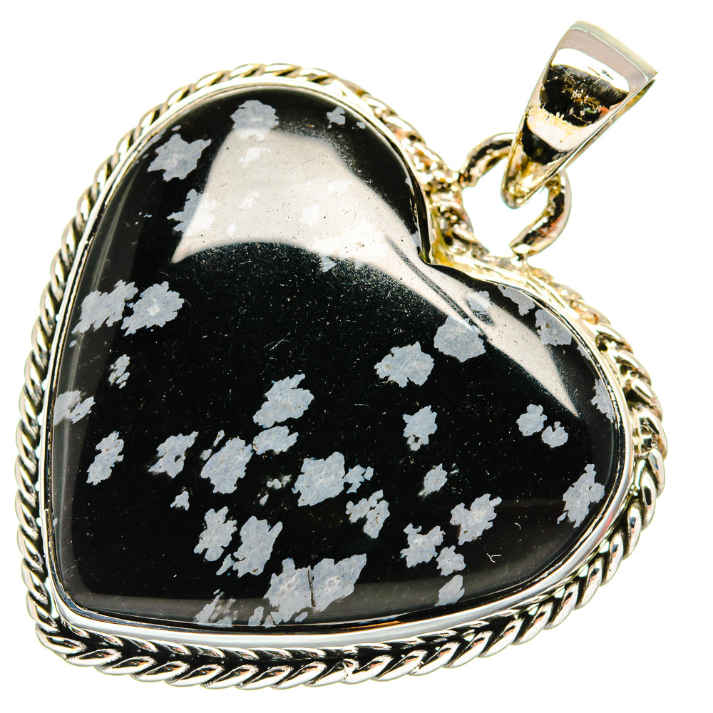 Snowflake Obsidian Pendants handcrafted by Ana Silver Co - PD24684 - Photo 2