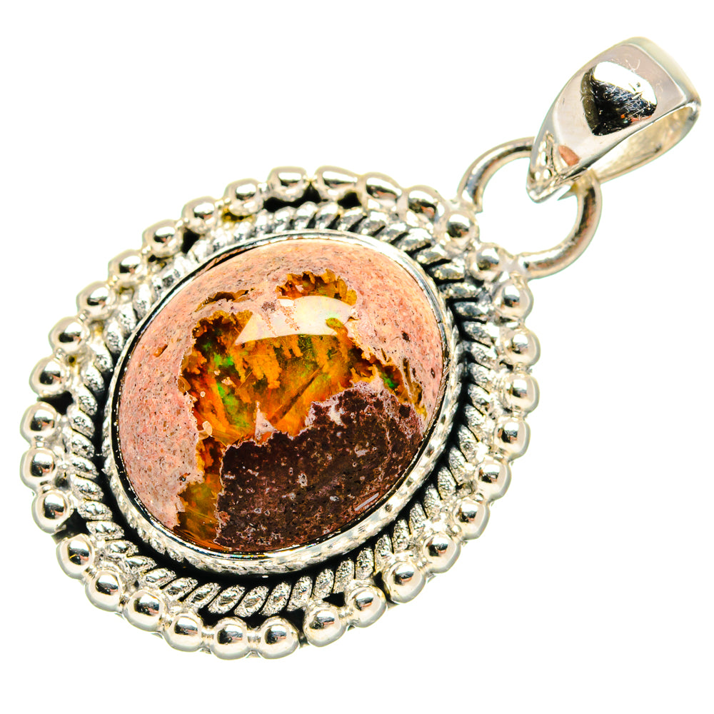 Mexican Fire Opal Pendants handcrafted by Ana Silver Co - PD24737 - Photo 2
