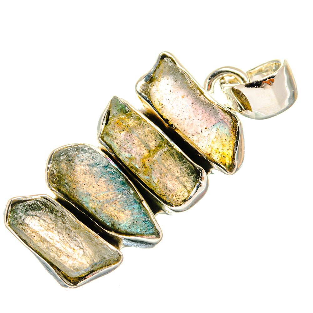 Sterling silver labradorite pendant with large rough stones and open bail loop