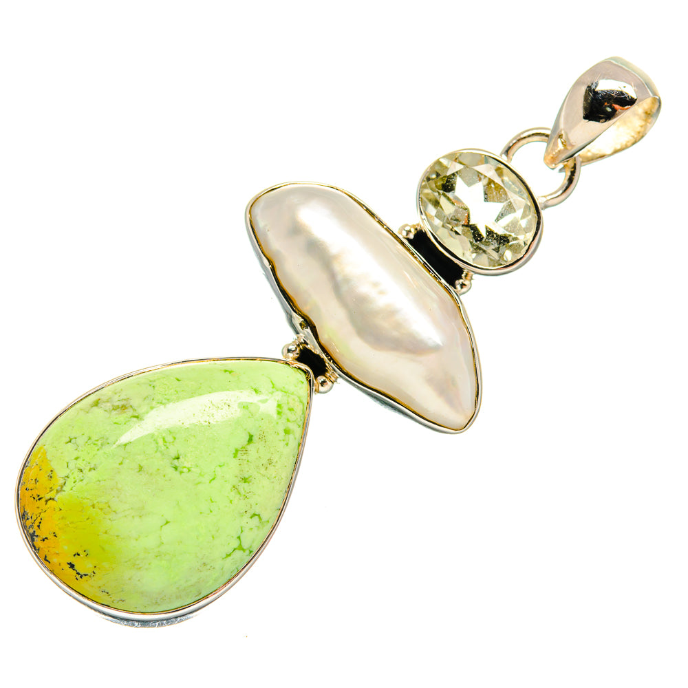 Lemon Chrysoprase Pendants handcrafted by Ana Silver Co - PD25052 - Photo 2