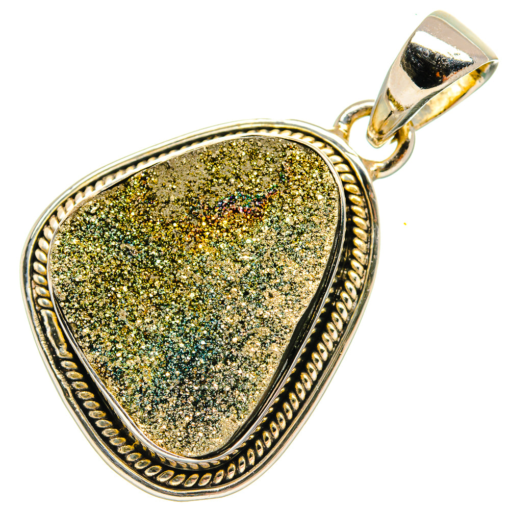 Spectro Pyrite Druzy Pendants handcrafted by Ana Silver Co - PD25299 - Photo 2