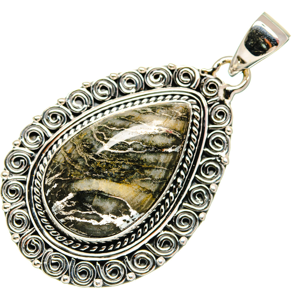 Pyrite Agate Pendants handcrafted by Ana Silver Co - PD25708 - Photo 2