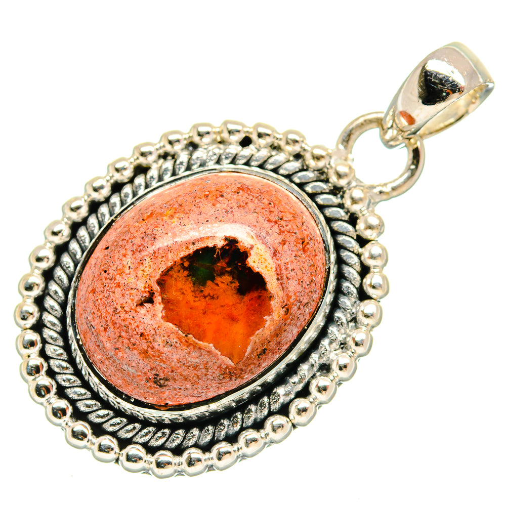 Mexican Fire Opal Pendants handcrafted by Ana Silver Co - PD25765 - Photo 2