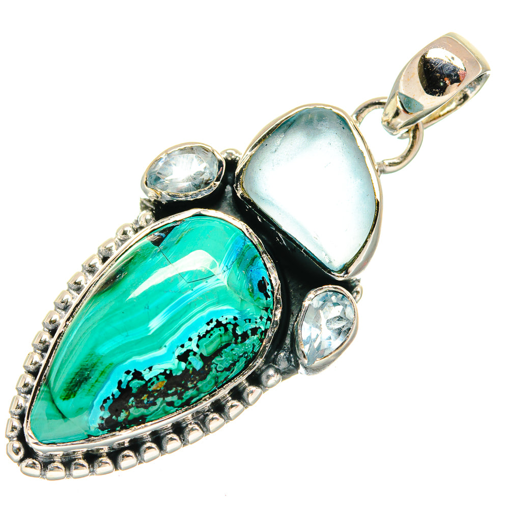 Malachite In Chrysocolla Pendants handcrafted by Ana Silver Co - PD26220 - Photo 2