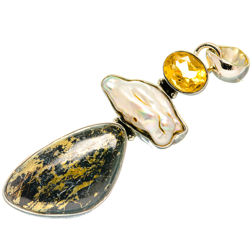 Pyrite In Black Onyx Pendants handcrafted by Ana Silver Co - PD26275 - Photo 2