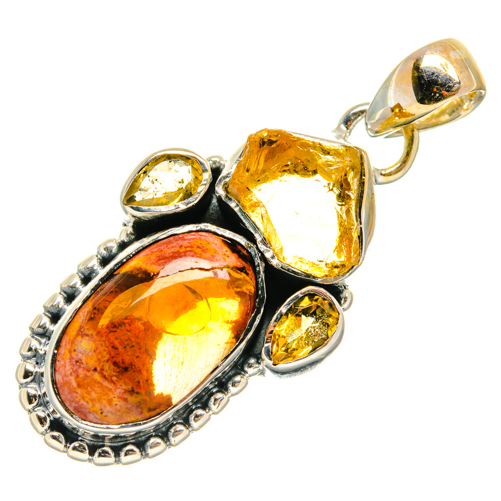 Mexican Fire Opal Pendants handcrafted by Ana Silver Co - PD26537 - Photo 2