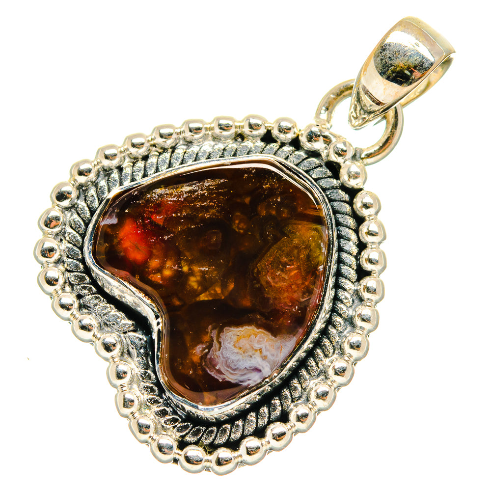Mexican Fire Agate Pendants handcrafted by Ana Silver Co - PD26552 - Photo 2