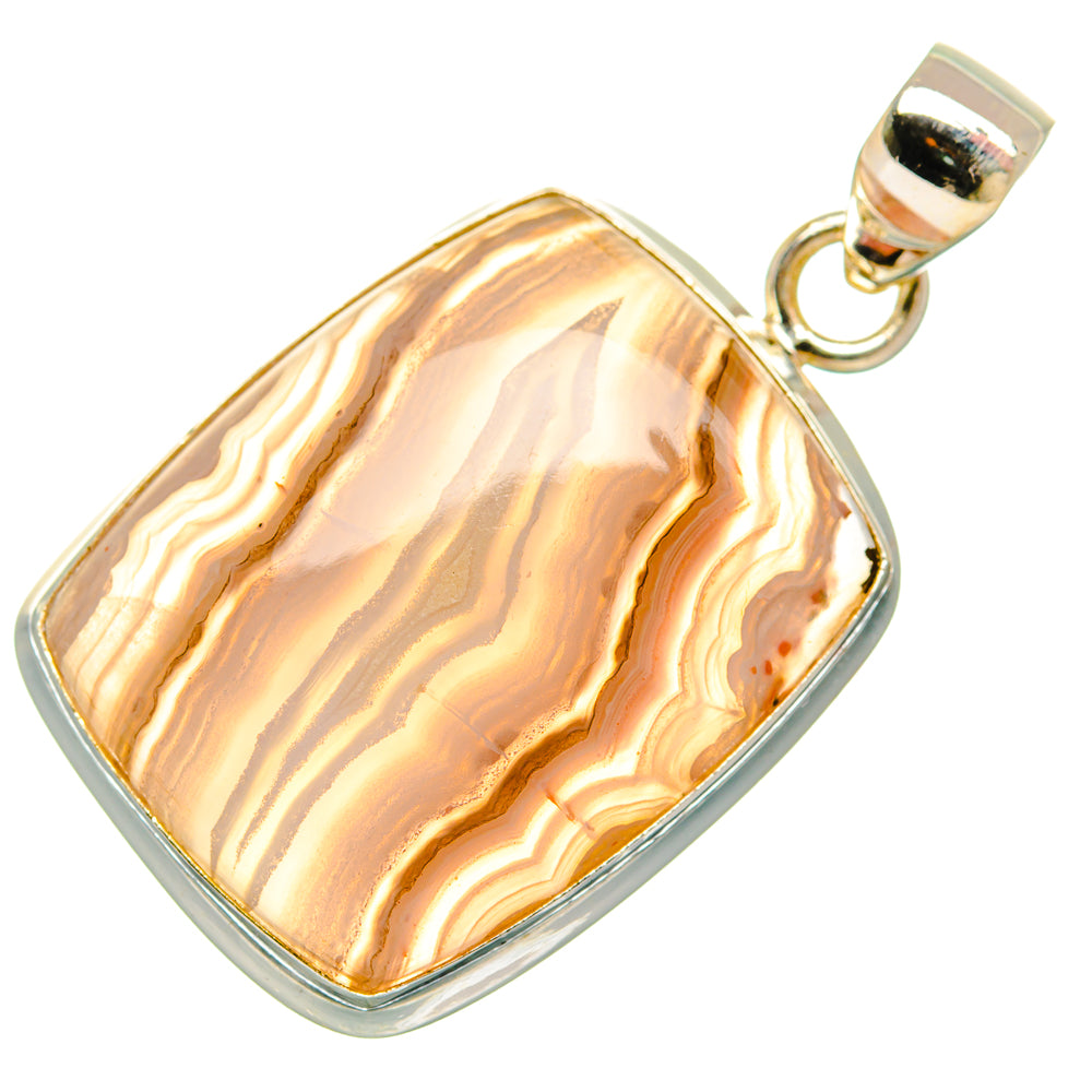 Ocean jasper pendant in square sterling silver bezel with cream and gold swirled stone