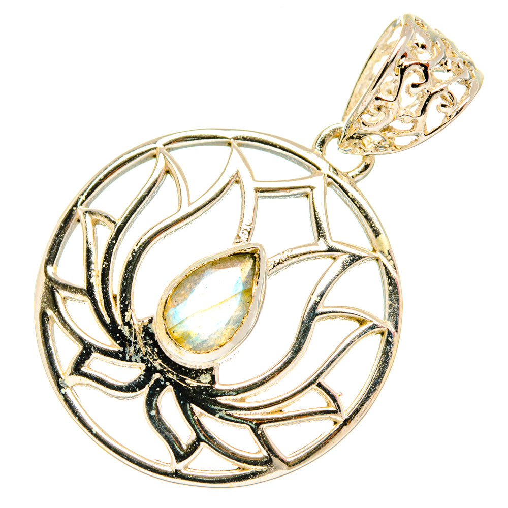 Labradorite pendant, 925 sterling silver with teardrop labradorite and loop bail
