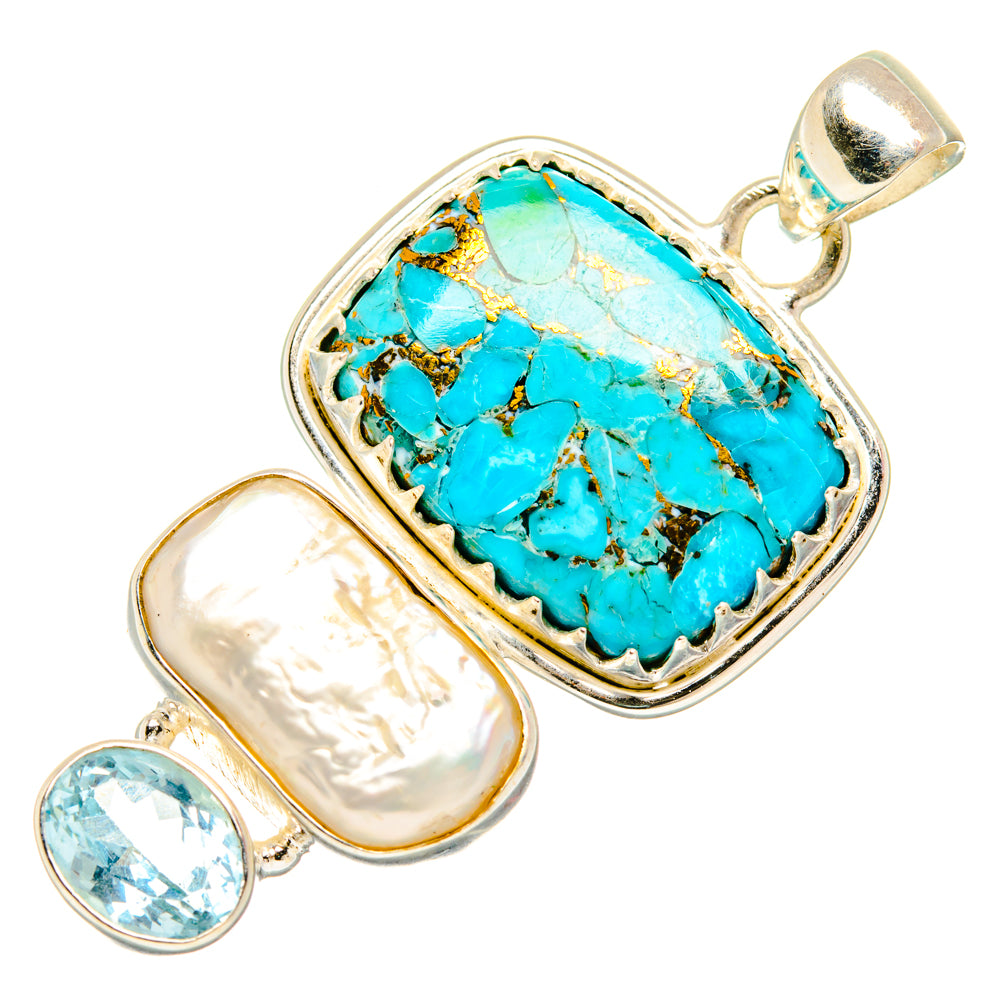Blue Copper Composite Turquoise Pendants handcrafted by Ana Silver Co - PD27843 - Photo 2