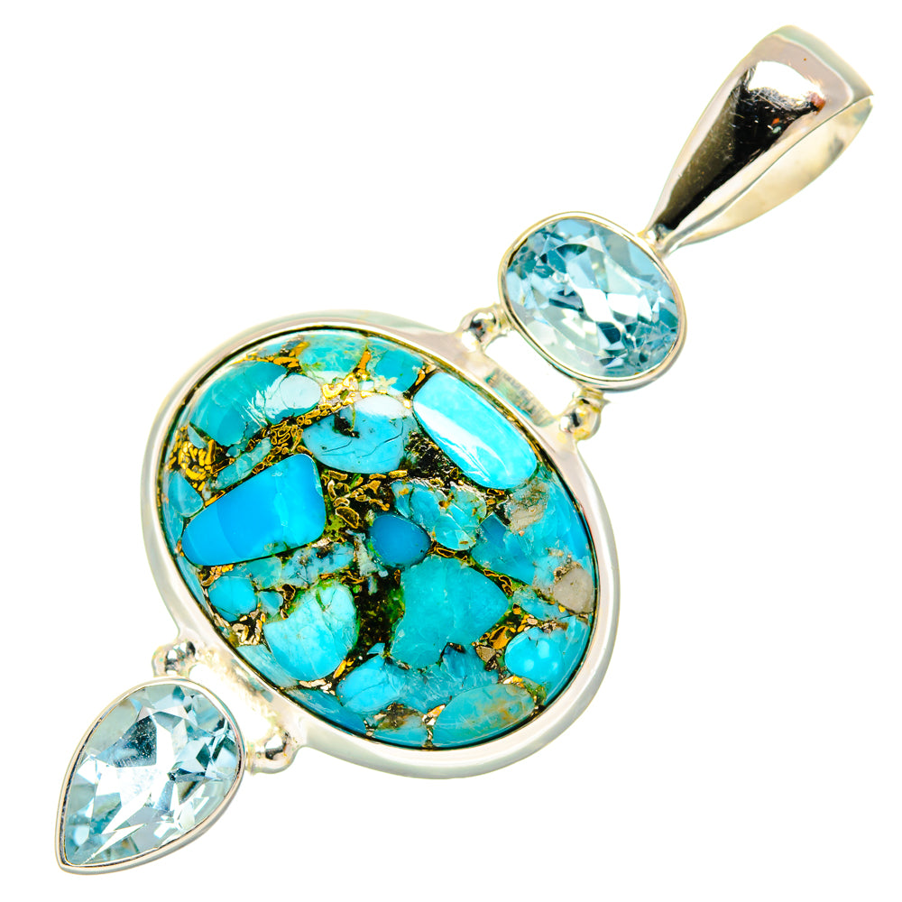 Blue Copper Composite Turquoise Pendants handcrafted by Ana Silver Co - PD27844 - Photo 2