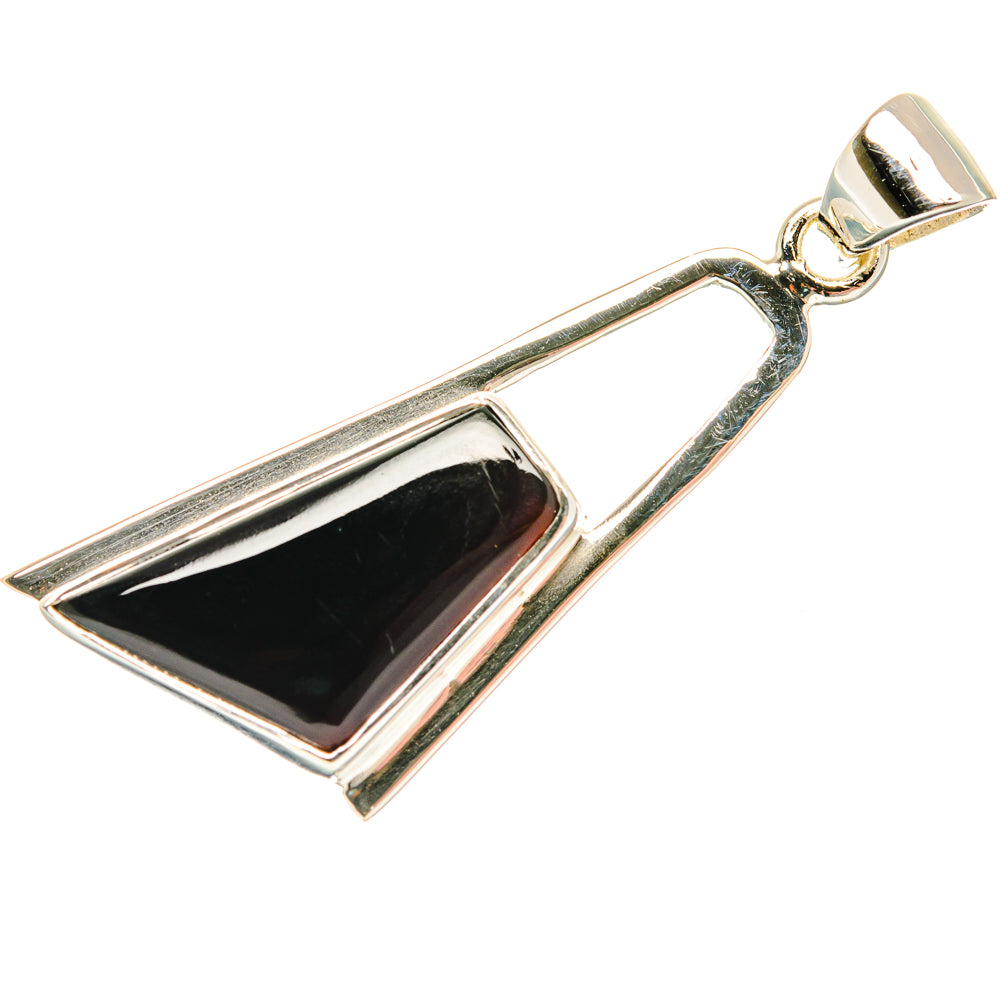 Rectangular black onyx pendant with polished 925 sterling silver bezel and bail