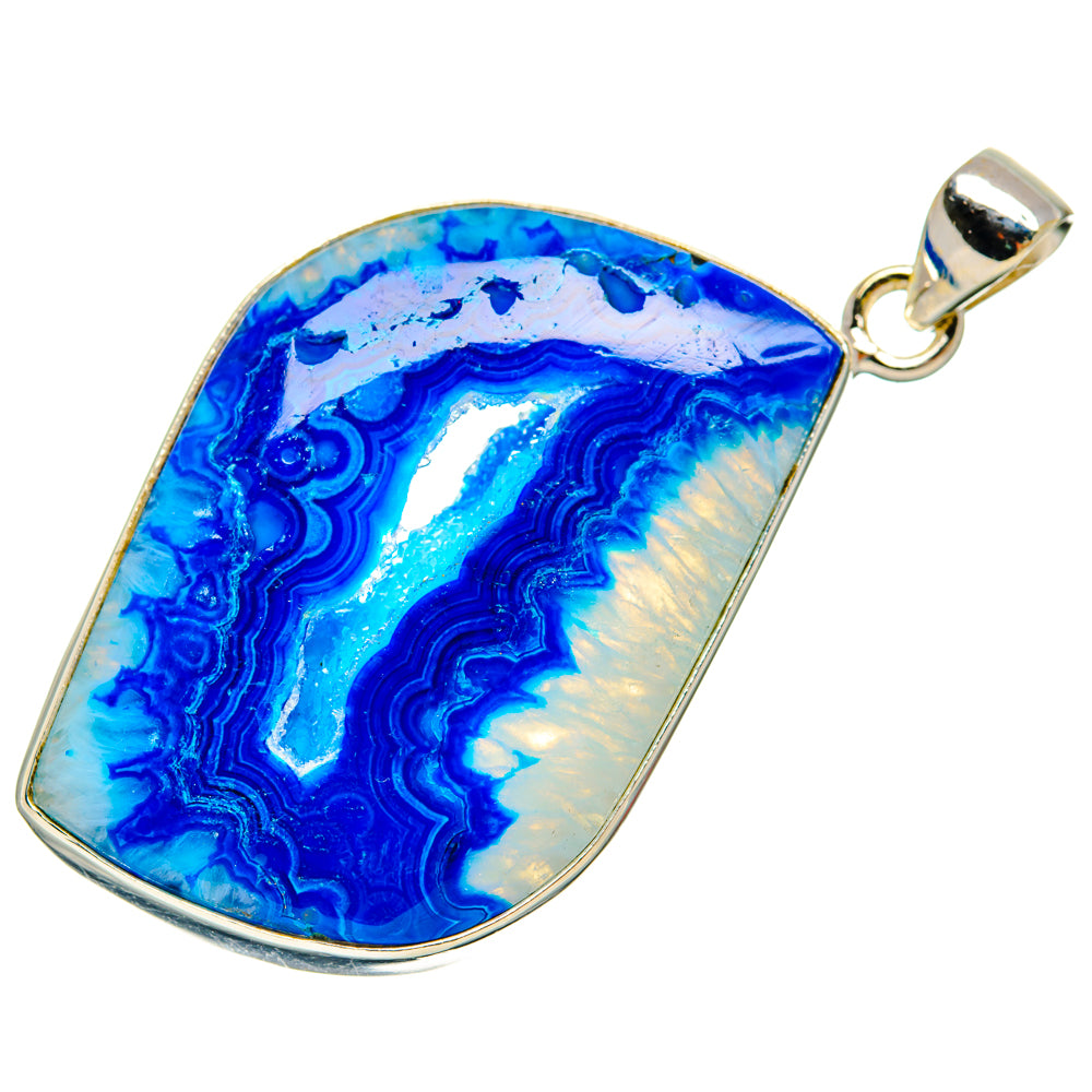 Blue Window Agate Pendants handcrafted by Ana Silver Co - PD28412 - Photo 2