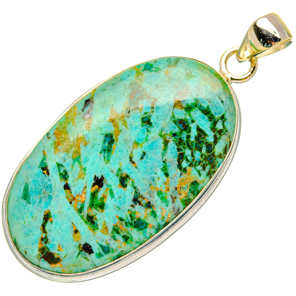Peruvian Chrysocolla Pendants handcrafted by Ana Silver Co - PD28422 - Photo 2