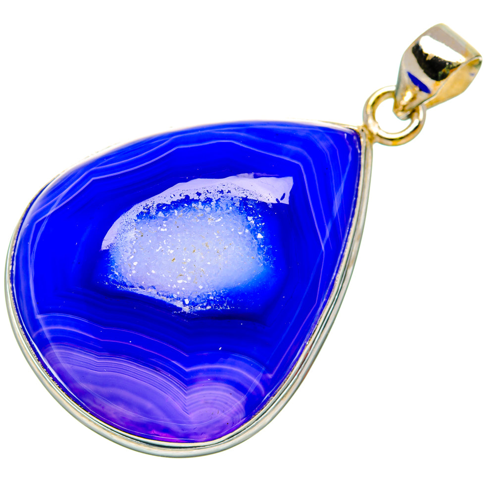 Blue Botswana Agate Pendants handcrafted by Ana Silver Co - PD28427 - Photo 2