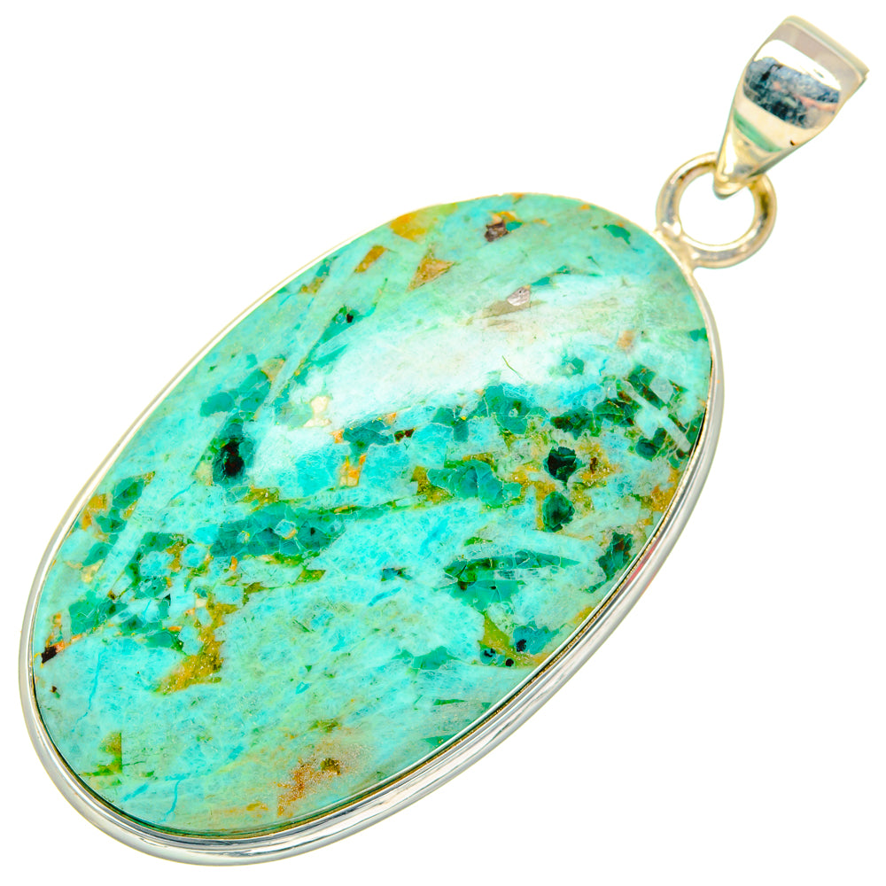 Peruvian Chrysocolla Pendants handcrafted by Ana Silver Co - PD28476 - Photo 2