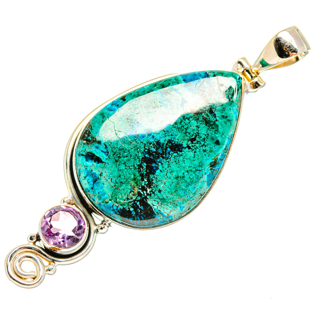 Peruvian Chrysocolla Pendants handcrafted by Ana Silver Co - PD28523 - Photo 2