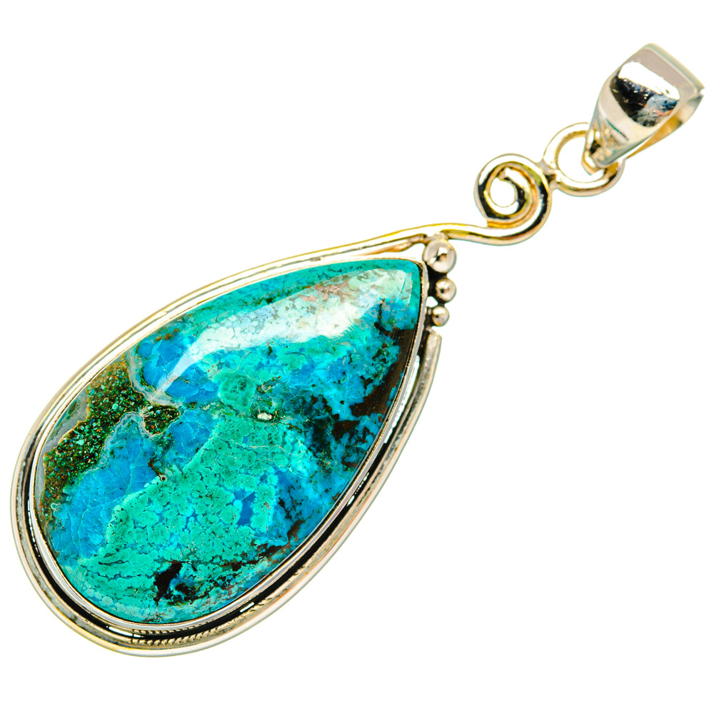 Peruvian Chrysocolla Pendants handcrafted by Ana Silver Co - PD28628 - Photo 2