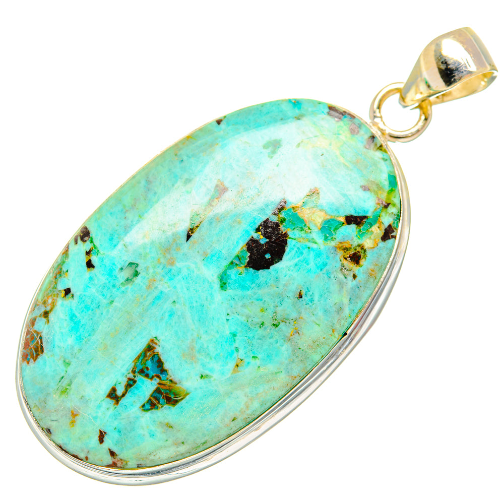 Peruvian Chrysocolla Pendants handcrafted by Ana Silver Co - PD28835 - Photo 2