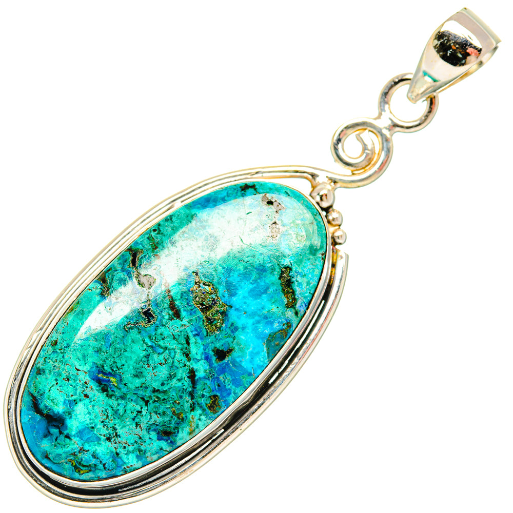 Peruvian Chrysocolla Pendants handcrafted by Ana Silver Co - PD28845 - Photo 2