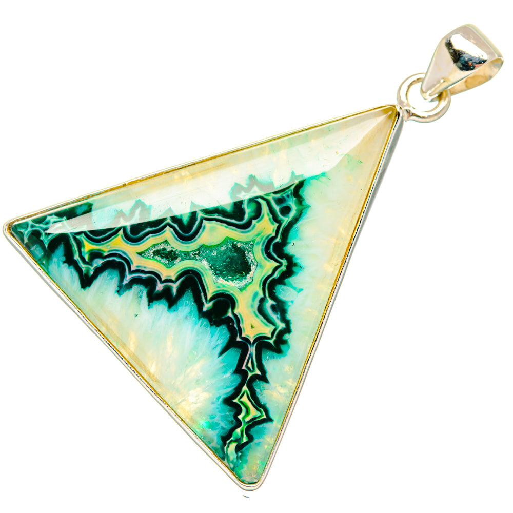 Green Geode Slice Pendants handcrafted by Ana Silver Co - PD28895 - Photo 2