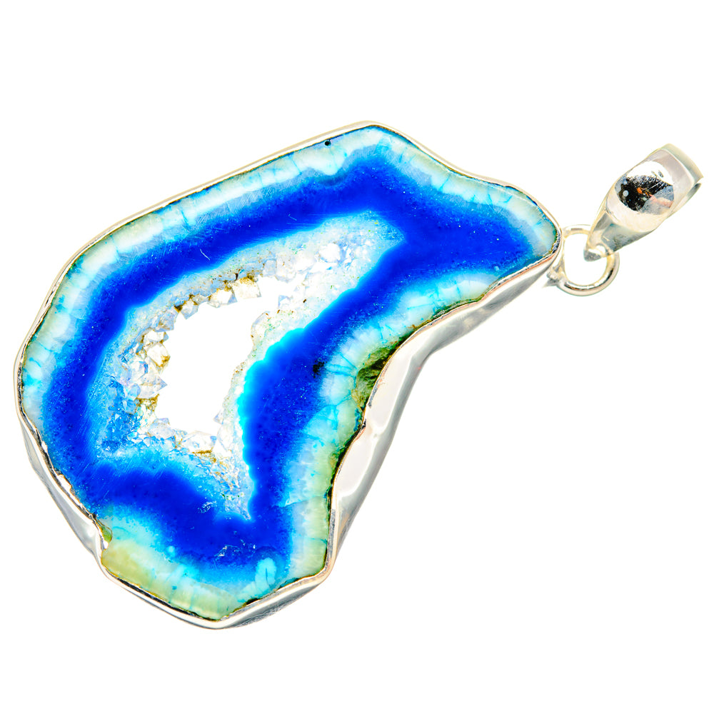 Blue Geode Slice Pendants handcrafted by Ana Silver Co - PD28957 - Photo 2