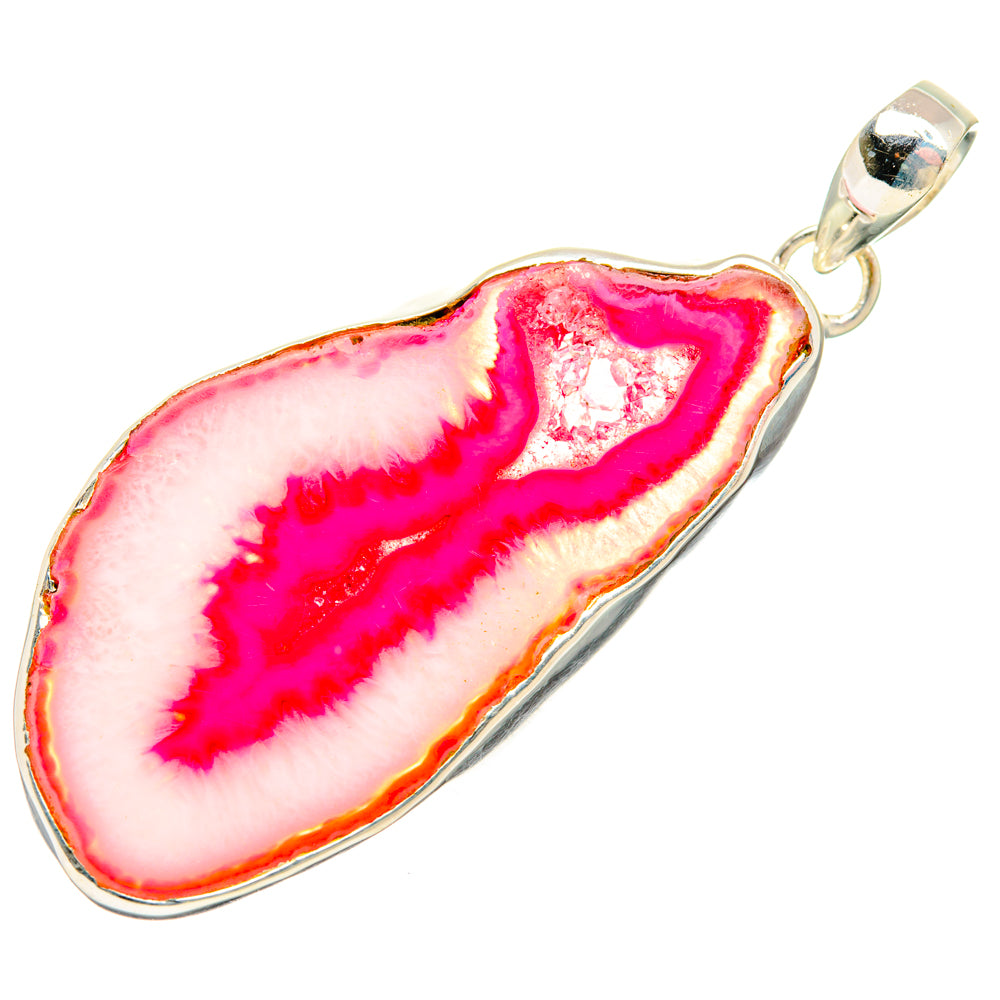 Pink Geode Slice Pendants handcrafted by Ana Silver Co - PD28960 - Photo 2